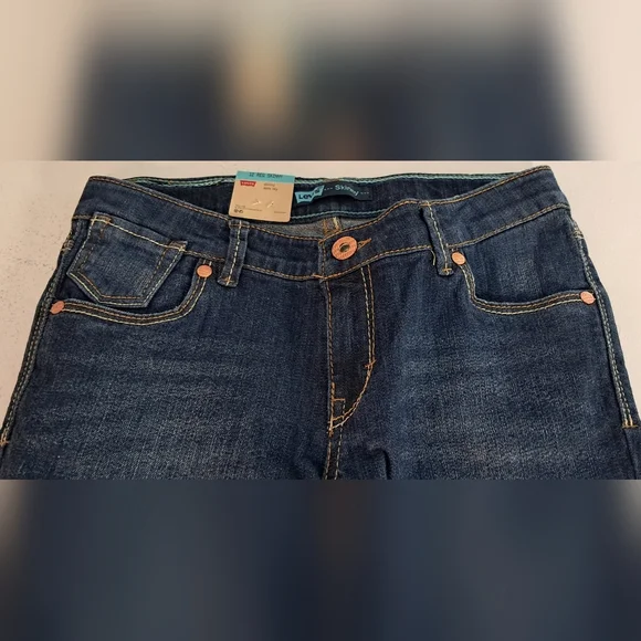 Levi's Skinny Adjustable Waist Stretch Denim Jeans Kids Girls Sz 12 NWT - Picture 4 of 10